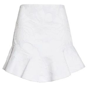 Alice + Olivia White Floral Appliqué Skirt